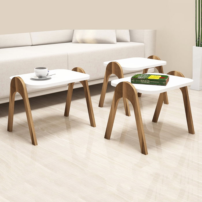 Hanah Home Juego de Mesas Nido Paris - Nogal y Blanco Hanah Home Juego de Mesas Nido Paris - Nogal y Blanco